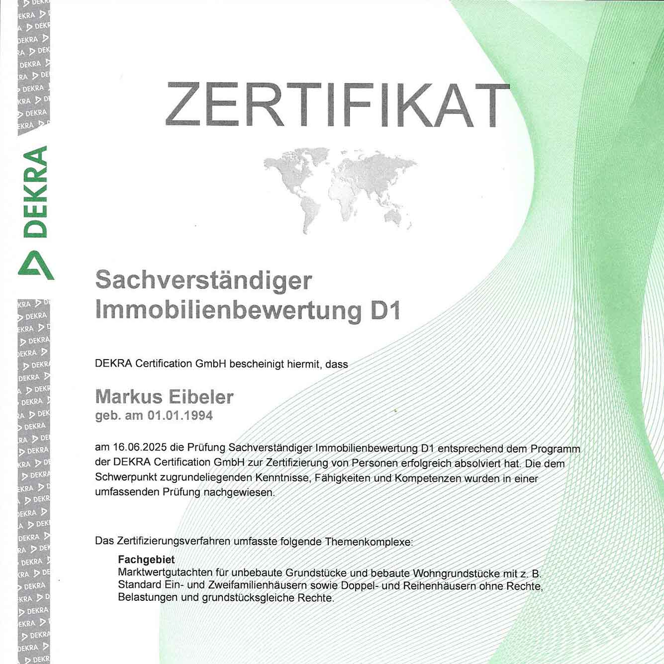 DEKRA Zertifikat